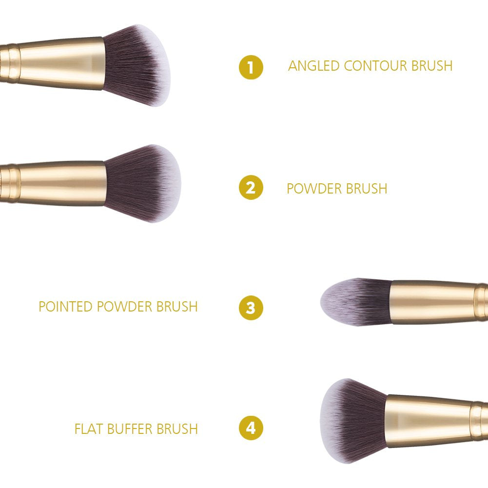 Makeup Brushes Duo End Foundation Powder Buffer and Contour Brush Synthetic Cosmetic Tools 2Pcs