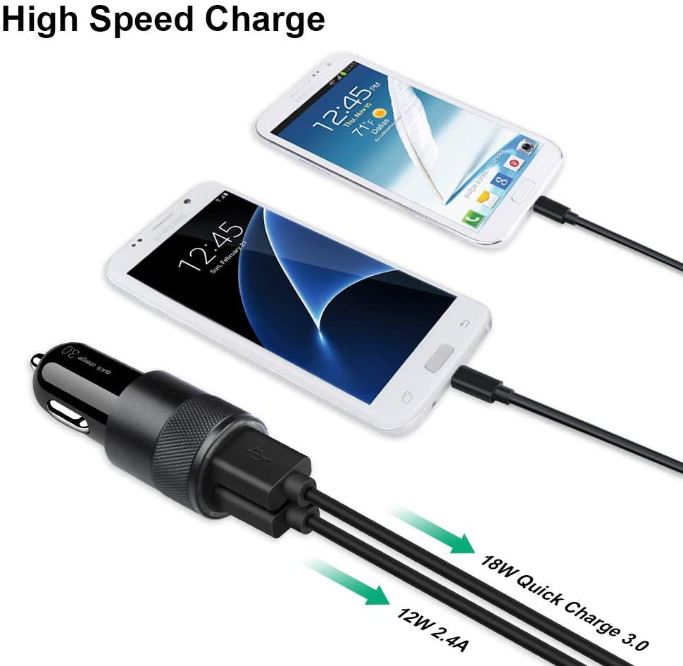 Fast Car Charger, Quick Charging 5.4A/30W Phone USB Adapter Rapid Plug 2 Port Cigarette Lighter Auto Charger Flush Compatible Samsung, Tablet, Iphone, Ipad, LG, Automobile Charger