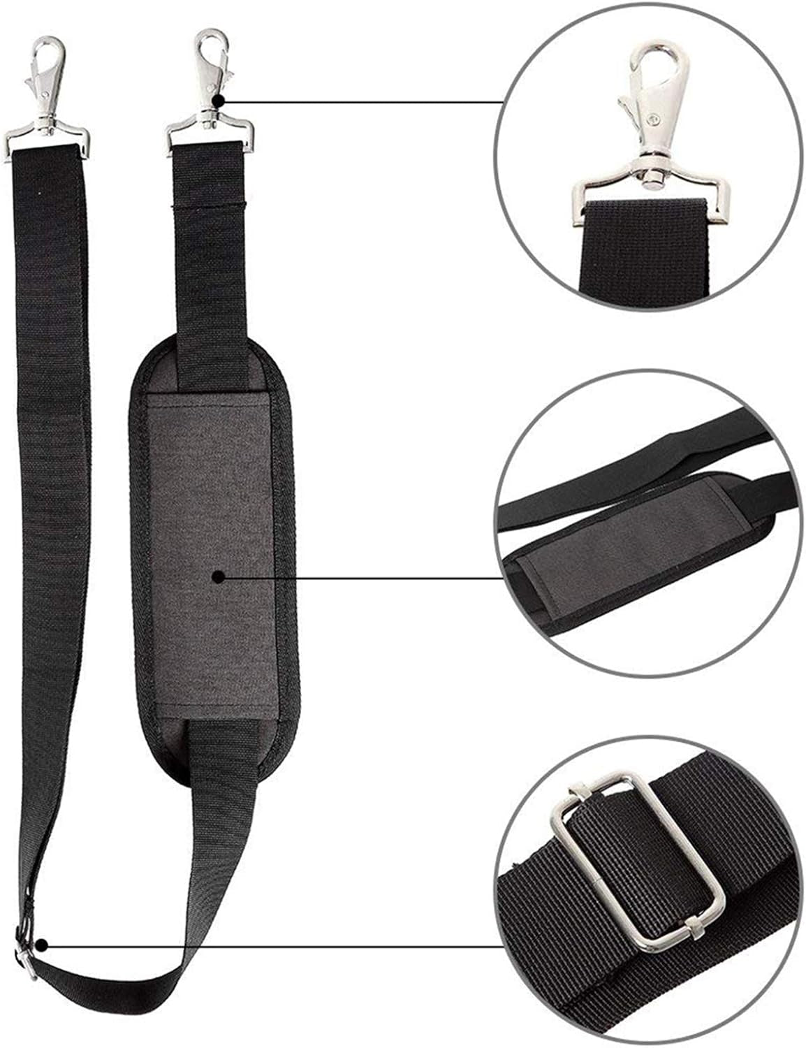 61" Replacement Shoulder Strap, Padded Long Duffel Bag Strap Universal Adjustable Shoulder Belt with Non-Slip Pad